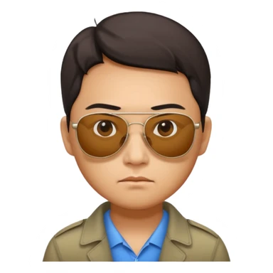 Photorealistic serious Chinese tourist wearing sunglasses sticker