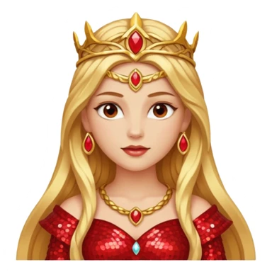 Freya, Goddess of Love from Gods and Goddesses with long golden blonde hair, red sequin outfit sticker