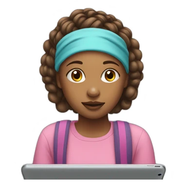 A girl wearing a headband watching YouTube on an ipad sticker