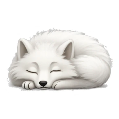 fluffy arctic fox sleeping sticker