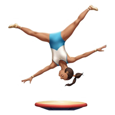 A skilled acrobat mid-air, executing a breathtaking flip with perfect control. The pose radiates strength, balance, and agility. The background suggests a dynamic performance space, with stage lights or a competition arena, emphasizing motion, precision, and teamwork. sticker