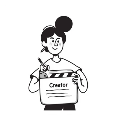 a content creator holding a clapperboard, hand-drawn doodle style sticker
