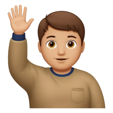 make a short brown hair guy who is chubby we can only see his head and he is waving sticker