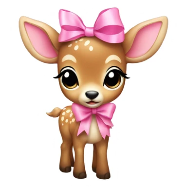 Baby deer with pink bow sticker