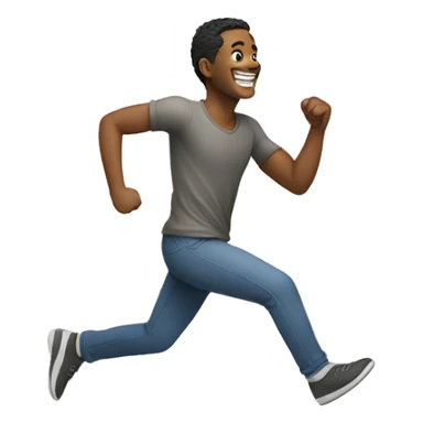 Man running in a circle with a smile sticker