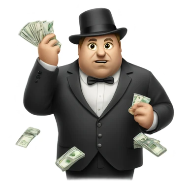 White fat gambler losing his money sticker