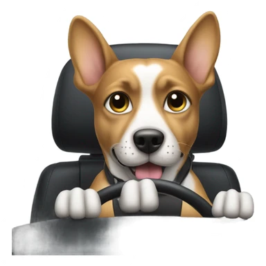 dog driving car sticker