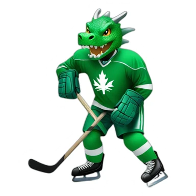 green dragon playing ice hockey sticker