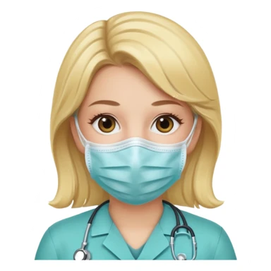 medica rubia con mascarilla y guantes sticker