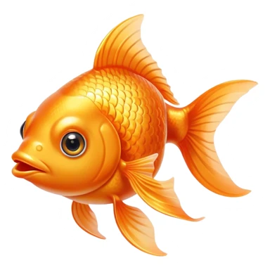 Cinematic Cute Orange Goldfish Portrait Emoji, Head tilted playfully and inquisitively, featuring a glossy, vibrant orange body with delicate, flowing fins, round, sparkling golden eyes filled with curiosity, Simplified yet irresistibly adorable features, highly detailed, glowing with a warm, friendly glow, high shine, affectionate and lively, stylized with a touch of whimsy, bright and endearing, soft glowing outline, capturing the essence of a mischievous yet loving goldfish, so playful it feels like it could swim out of the screen and into your heart! sticker