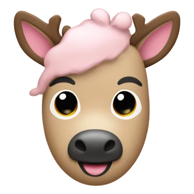 Beige with baby pink Reindeer’s face sticker