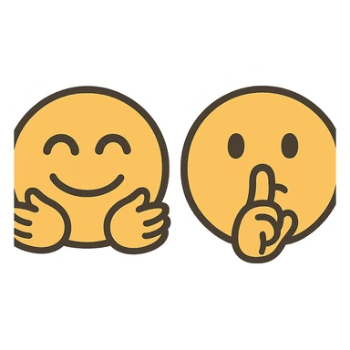 hug and shush emoji in flat-toon style sticker