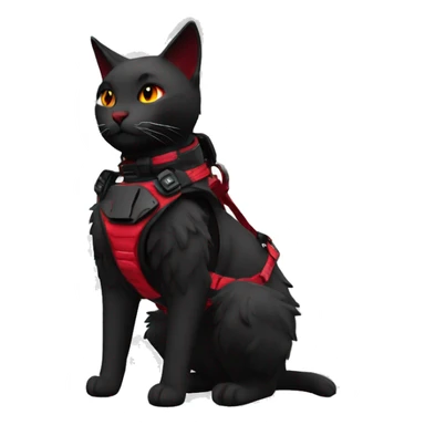 Anthro Edgy Elegant black red anthro cat harness collar cyberpunk techwear sticker