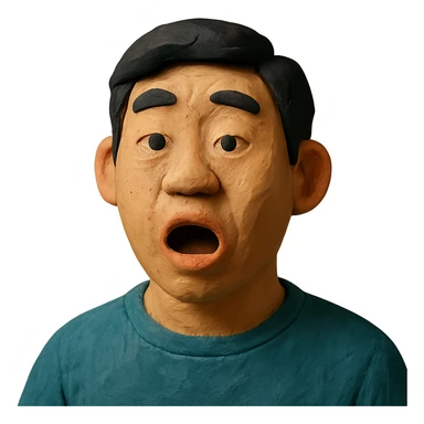 claymation style Asian man with a semi-open mouth sticker