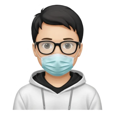 emojis.com man-with-medical-mask-and-white-hoody-and-black-glasses sticker