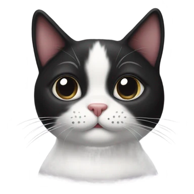 Black and white cat with a heart nose  sticker