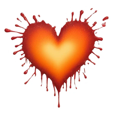 splattered paint heart glowing red-orange warmth sticker
