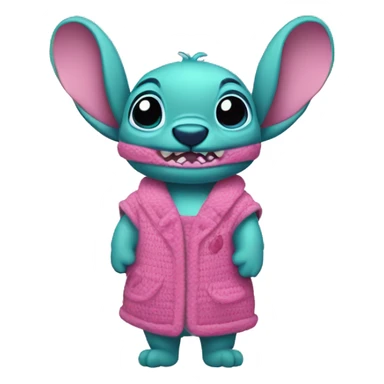 stitch con jersei verde y una faldia rosa sticker