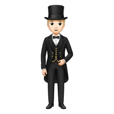 Classic 1800s man in formal attire and top hat, full body, standing sticker