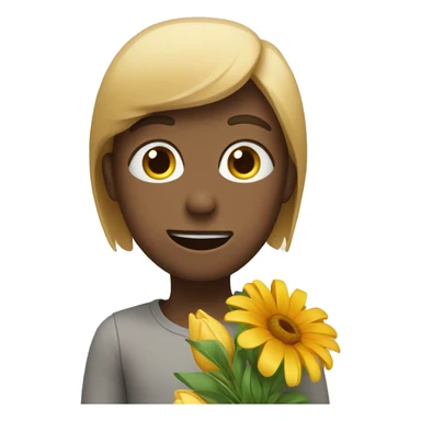 moved face, giving flowers  sticker