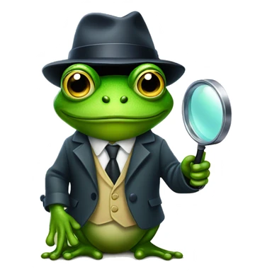 Detective Frog holding magnifying glass sticker