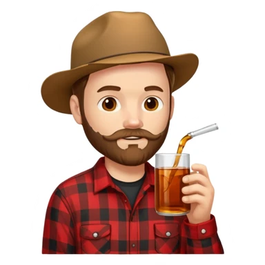 I want a Canadian lumberjack wearing a red and black plaid shirt drinking maple syrup sticker