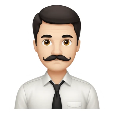 mustached man with medium hair and white shirt and black mustach and hair sticker
