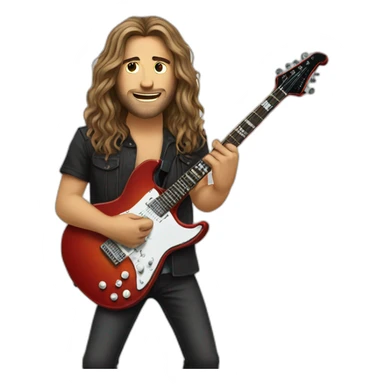 Guy with long hair playig electric guitar sticker