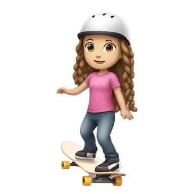 little white girl, brown hair with braids, with pink helmet skateboarding sticker
