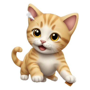 A kitten flying on a cigarette sticker