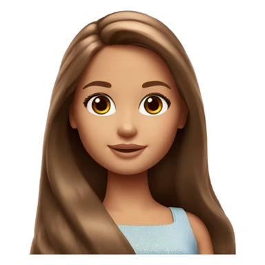 Cute girl with long brown hair, shiny big brown eyes barbie sticker