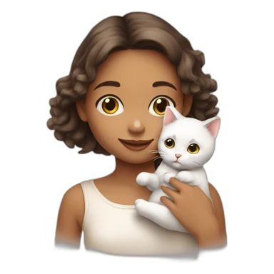 Une petite fille avec un chaton sticker