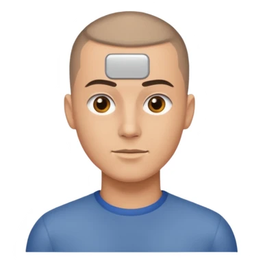 man with buzzcut sticker