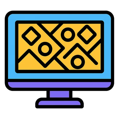 Google Material Design icon for 'Digital Patterns' depicting a screen with a simple pattern outline. sticker