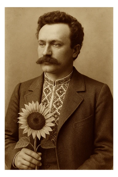 holds a sunflower in his hand sticker