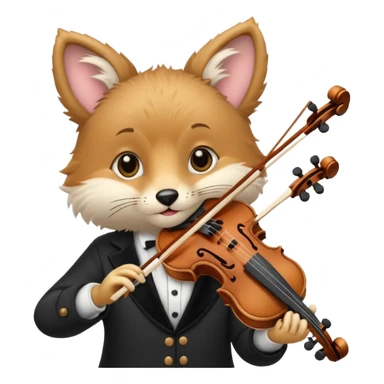 cute animal playing violin, charming sticker