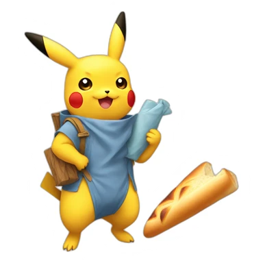 Pikachu with baguette sticker