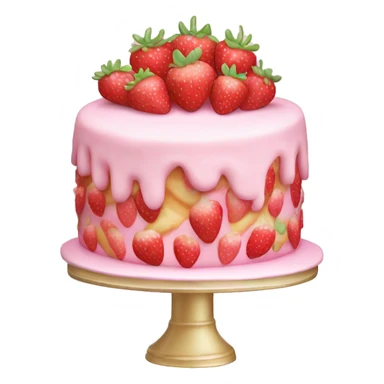 Pastel Pink strawberries and cream birthday cake  sticker