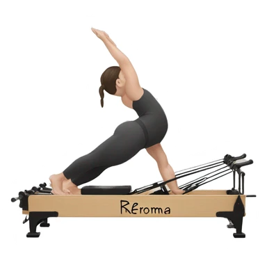Pilates reformer at the bottom with the inscription ReForma sticker