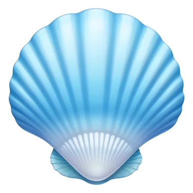 Light blue seashell emoji, pearl texture, soft gradient, smooth curves, glossy finish sticker