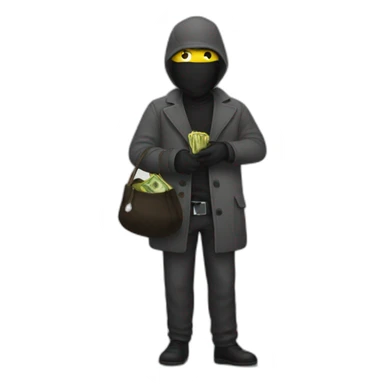 Bank robber with a bag of money sticker