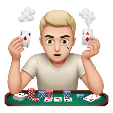 A man playing online poker uses cocaine and talks strategy with crazy eyes sticker