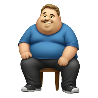 A fat guy eating  sticker