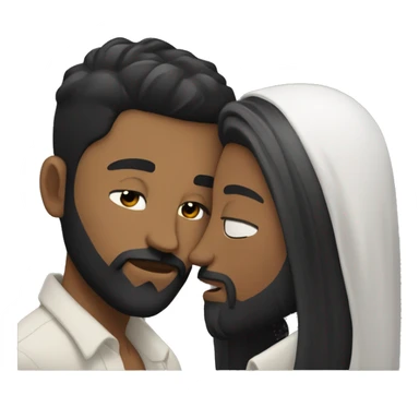 Gay couple kissing one is tan black hair and beard and the other is white black Hair and beard sticker