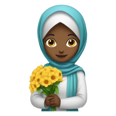 Muslim girl holding flowers  sticker