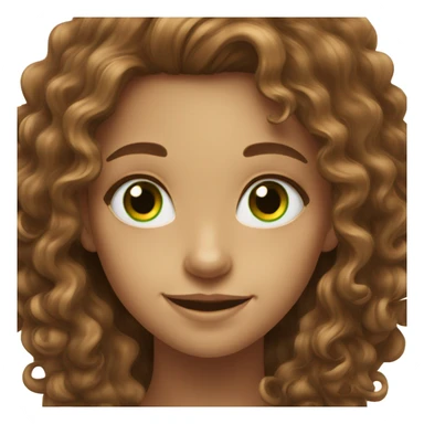 girl with brown long curly hair smiling with green eyes sticker