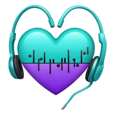 Teal and Purple music heart sticker