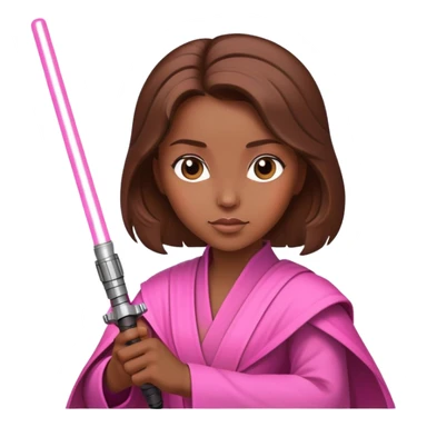 Jedi lady brown hair pink ight saber  sticker