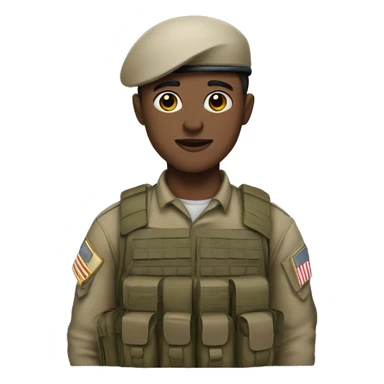 Army solider with light skin in ASUS and a beret sticker