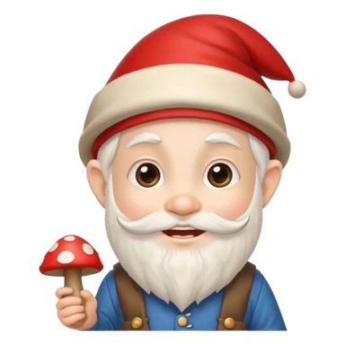 cheerful gnome holding a mushroom sticker